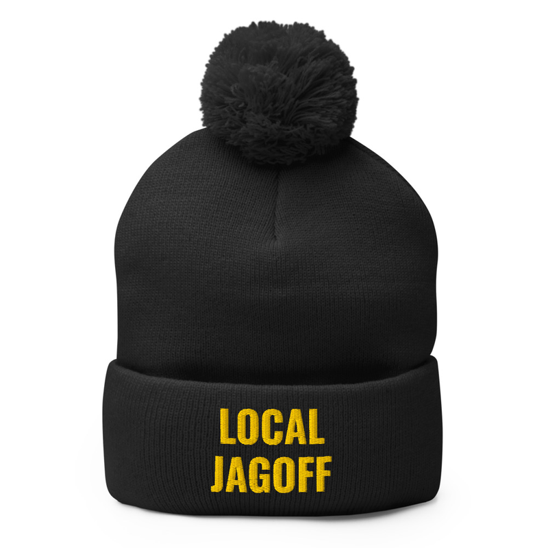 Local Jagoff Black & Gold Pom-Pom Beanie