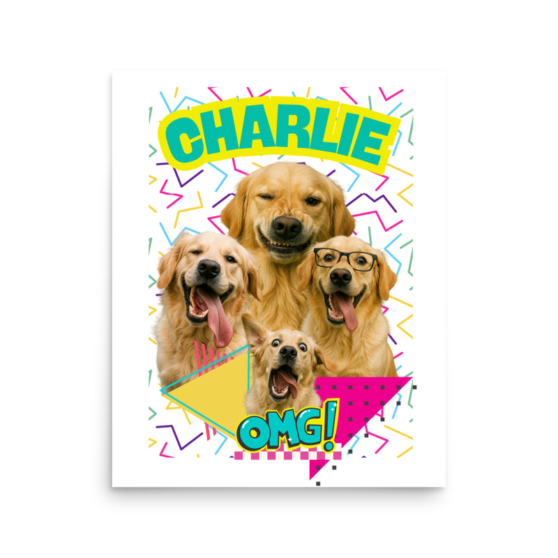 Retro Personalized Pet Party - Photo paper poster