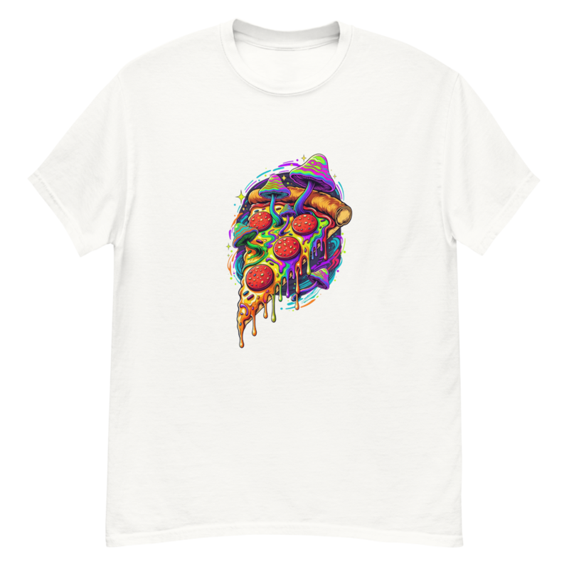 Psychedelic Pizza Slice Tee – XL, White