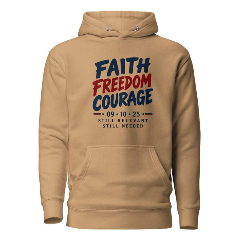 Faith Freedom Courage Unisex Hoodie β Khaki