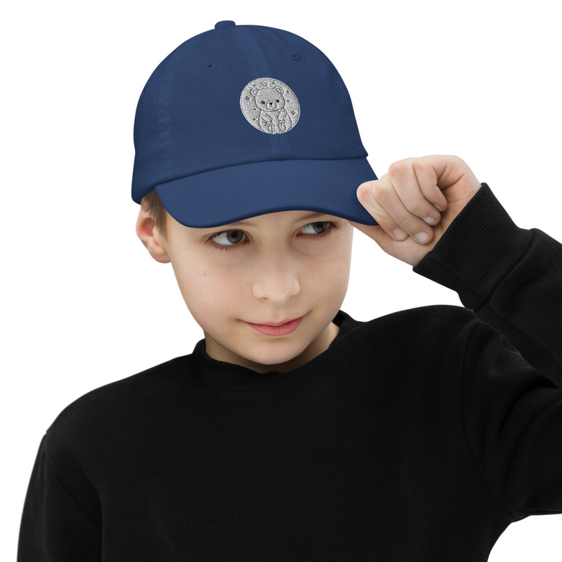 Youth Baseball Cap – Cute Bear Embroidered Hat for Kids