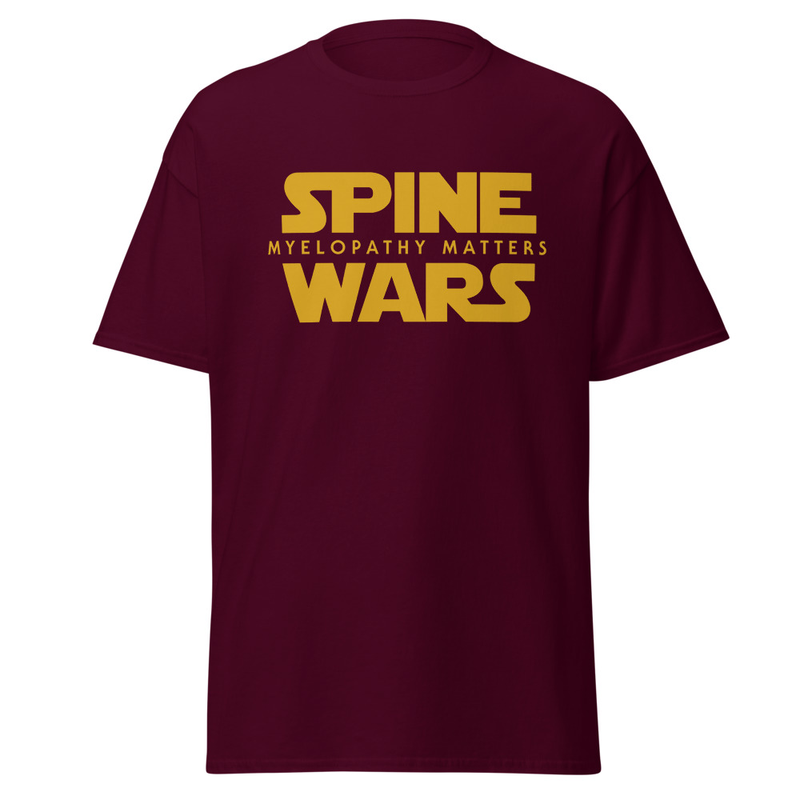 Spine Wars Myelopathy Matters Gold Print T – S, Maroon