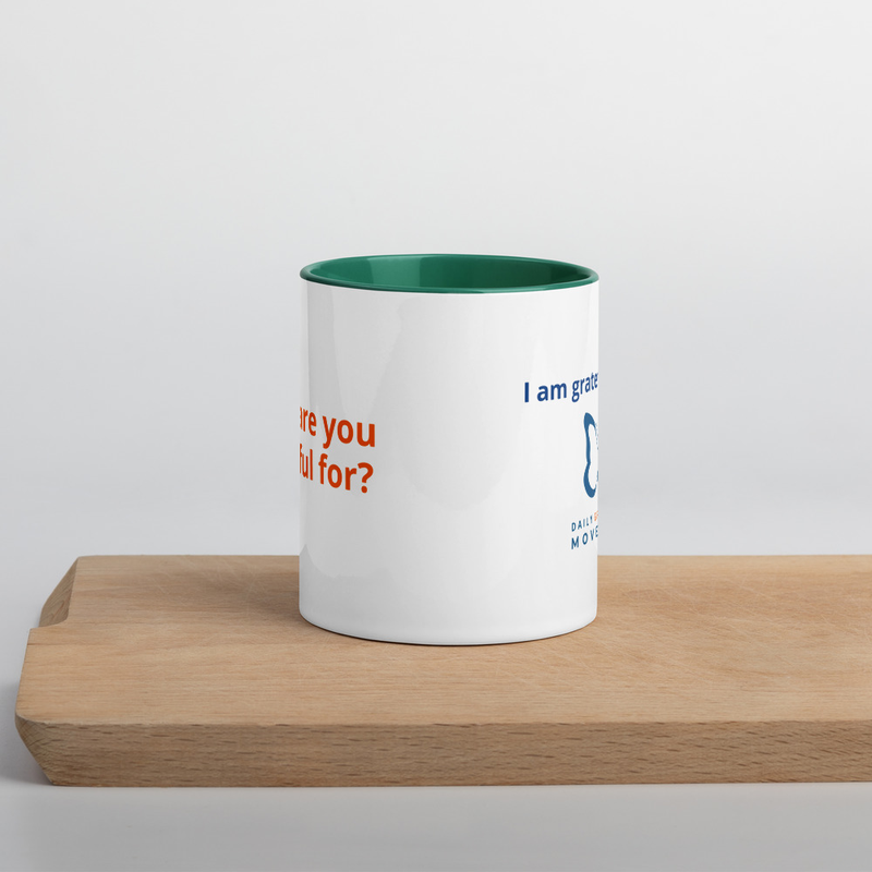 Gratitude Coffee Mug with Color Inside – 11 oz, Dark Green