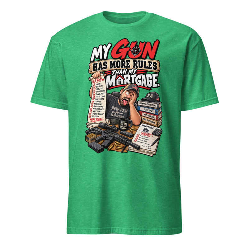 Gun Rules - Short-Sleeve Unisex T-Shirt – M, Heather Irish Green