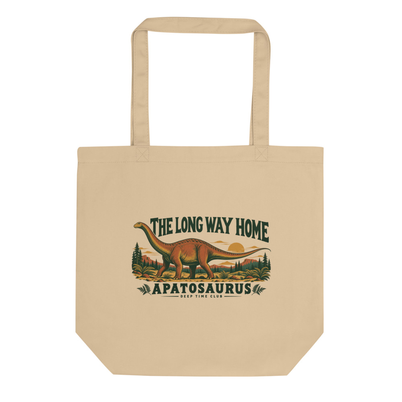 The Long Way Home Apatosaurus Tote supplier-rendered flat front view in Oyster