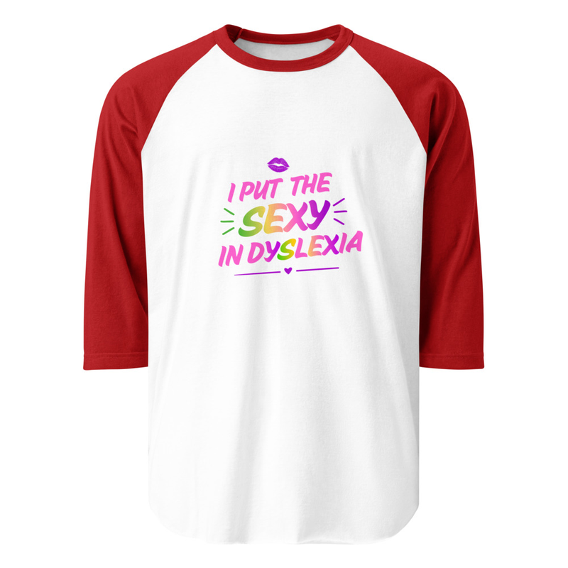 3/4 sleeve raglan shirt – XS, White/Red
