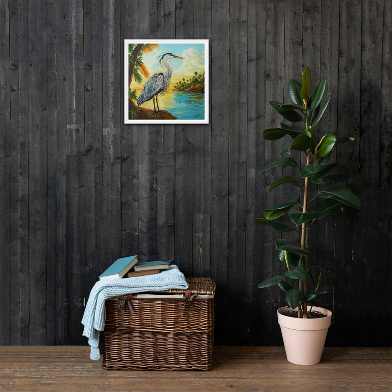 Free Bird Framed Canvas – 16″×16″, White