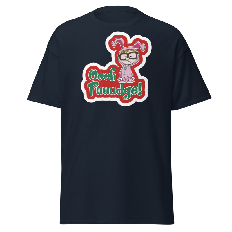 NEW Oooh Fuuudge! Bunny Suit T-Shirt Custom Made by: A Christmas Story Family™ – S, Navy