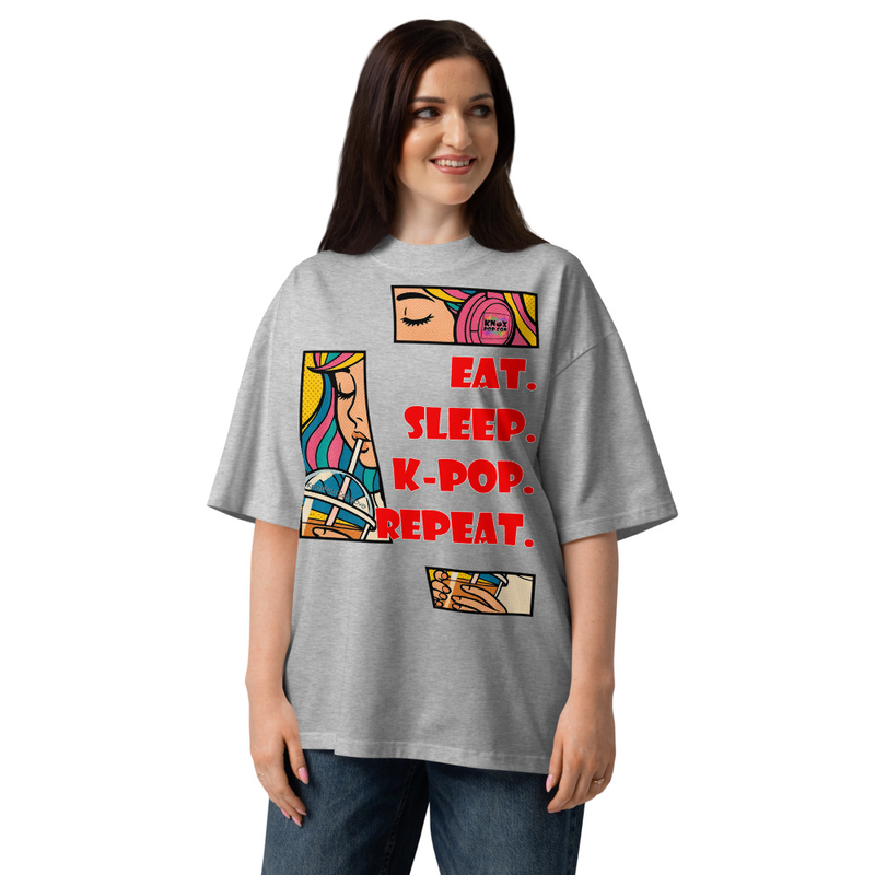 Eat. Sleep. K-Pop. Repeat. Unisex organic oversized high neck t-shirt