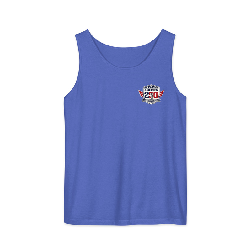 America 25 #1 Unisex garment-dyed tank top – XS, Flo Blue
