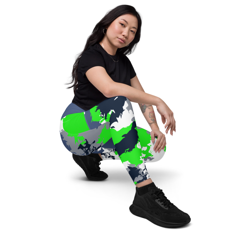 Kicxs Leggings With Pockets - Lime/Grey/White Camo