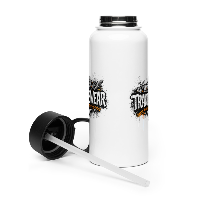 Stainless steel water bottle with a straw lid
