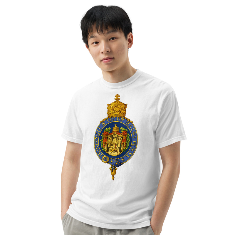 Unisex RTV-HC-0002 - Crowned Ethiopian Imperial Heraldic Emblem garment-dyed heavyweight t-shirt – S, White