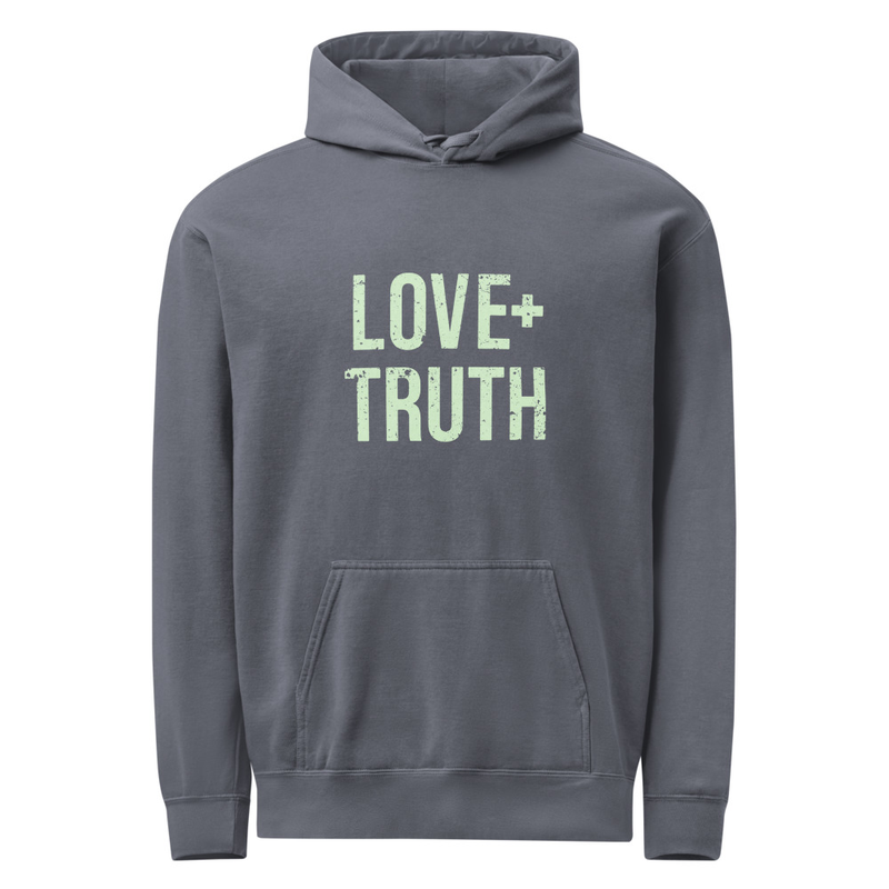 Vintage "Love+Truth" Hoodie | Denim Blue (Lime Green logo)