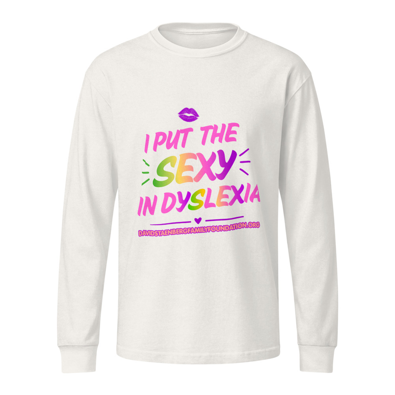 Unisex garment dye heavyweight long sleeve tee | Dyslexia v1 – XL, Vintage White