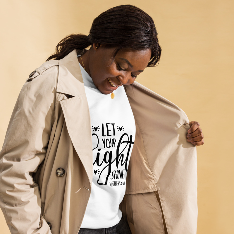 LET YOUR light SHINE - MATTHEW 5:16 - Unisex Premium Sweatshirt – S, White