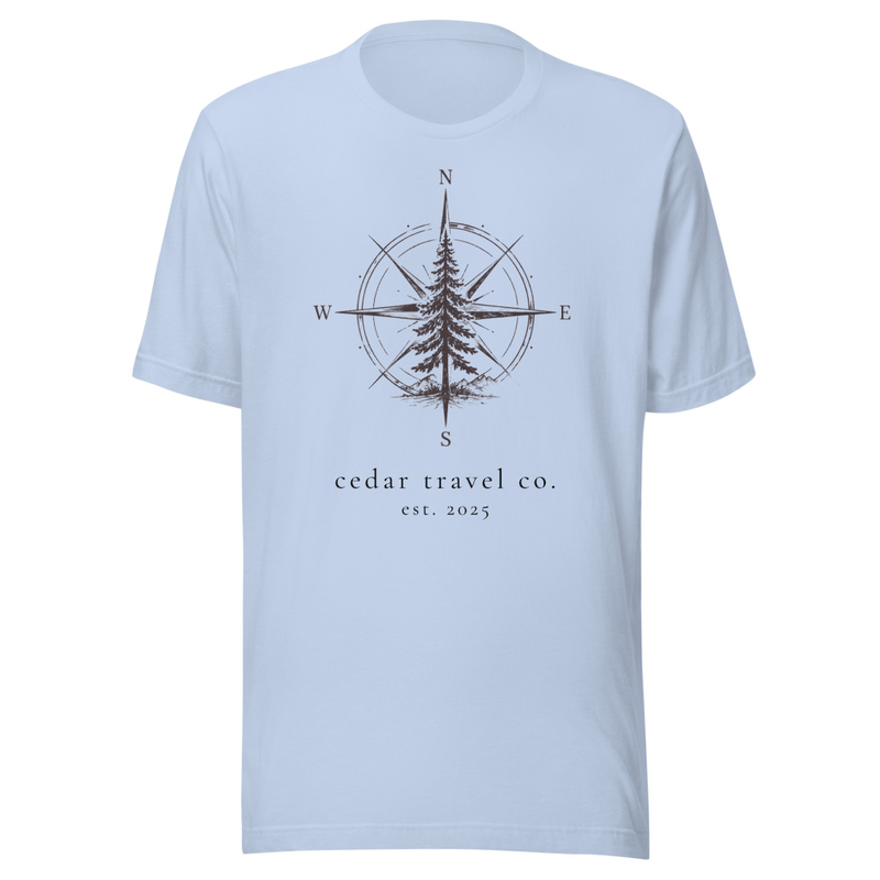 Cedar Compass Tee – XS, Baby Blue