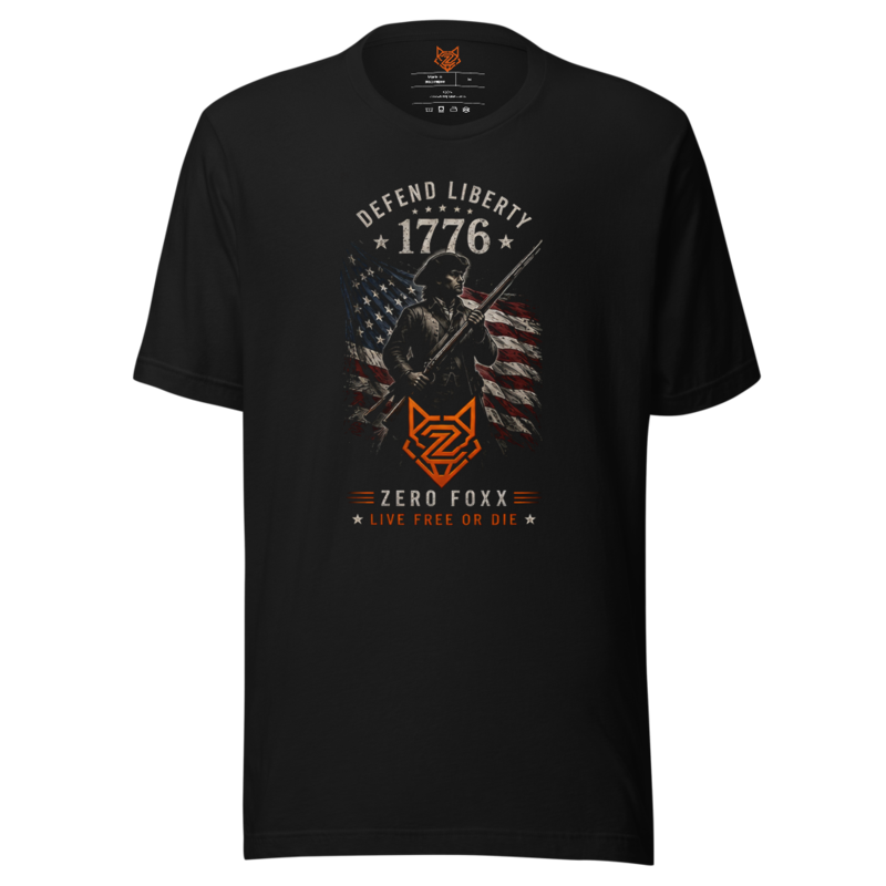 1776 — Defend Liberty | Double-Sided Tee — Black / XS
