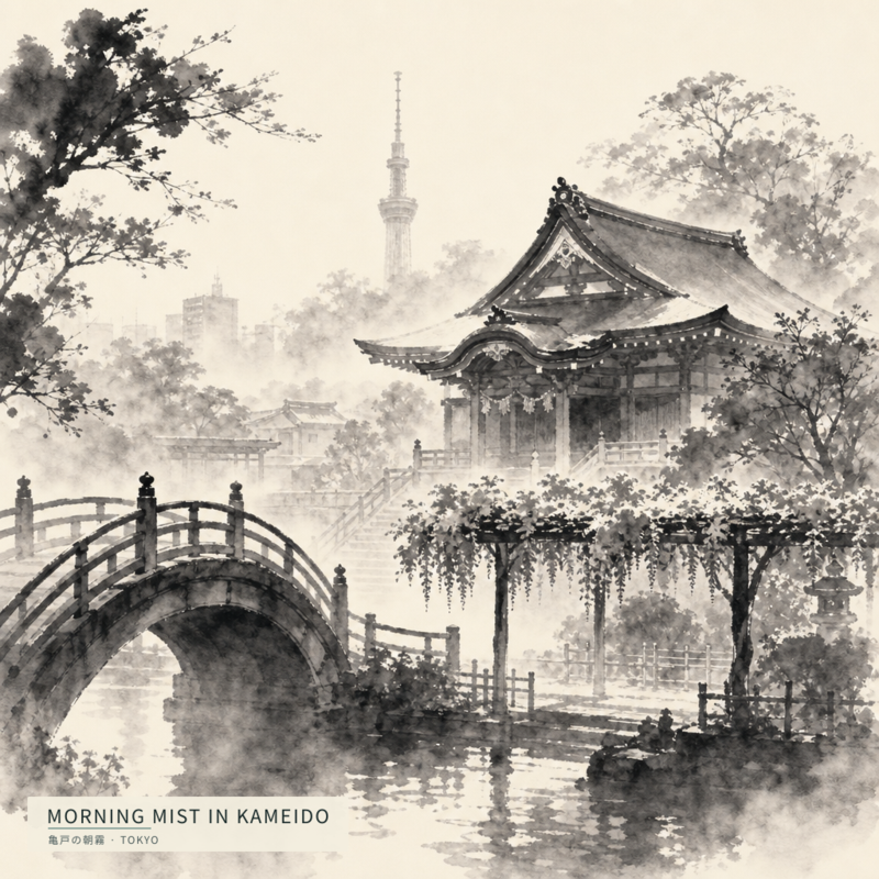 Morning Mist in Kameido(亀戸の朝霧)のアートワーク