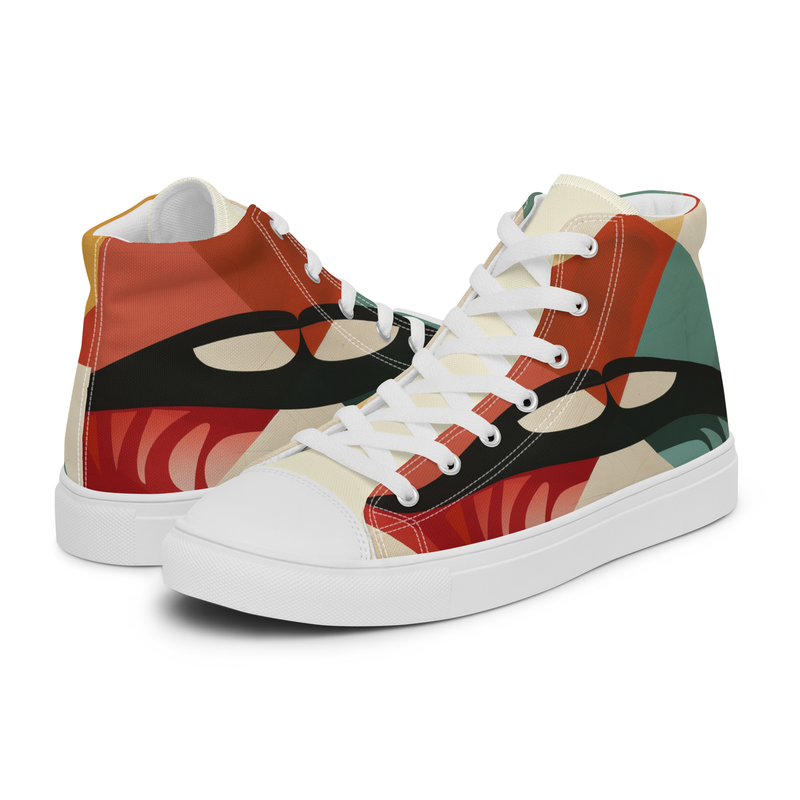 Midcentury Lips Women’s high top canvas shoes