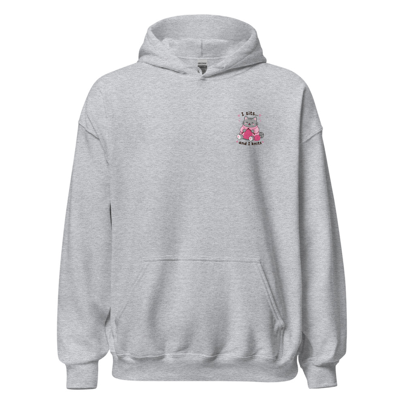 Grey Cat Knitting Hoodie