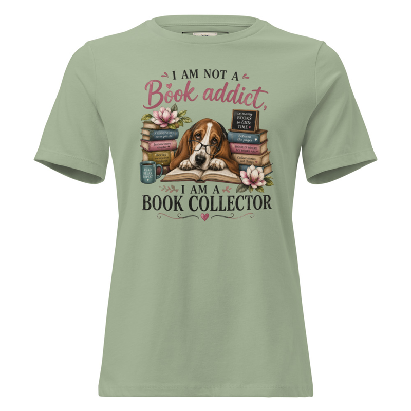 Women's Relaxed T-Shirt-Book Addict – L, Sage