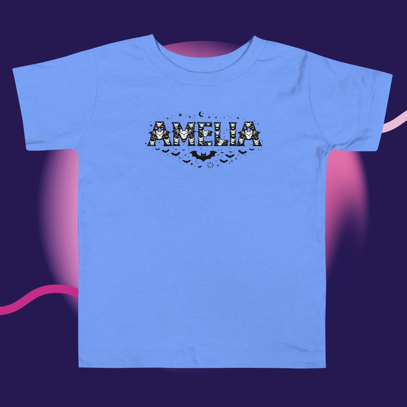 Amelia bat Toddler Short Sleeve Tee – 2T, Heather Columbia Blue