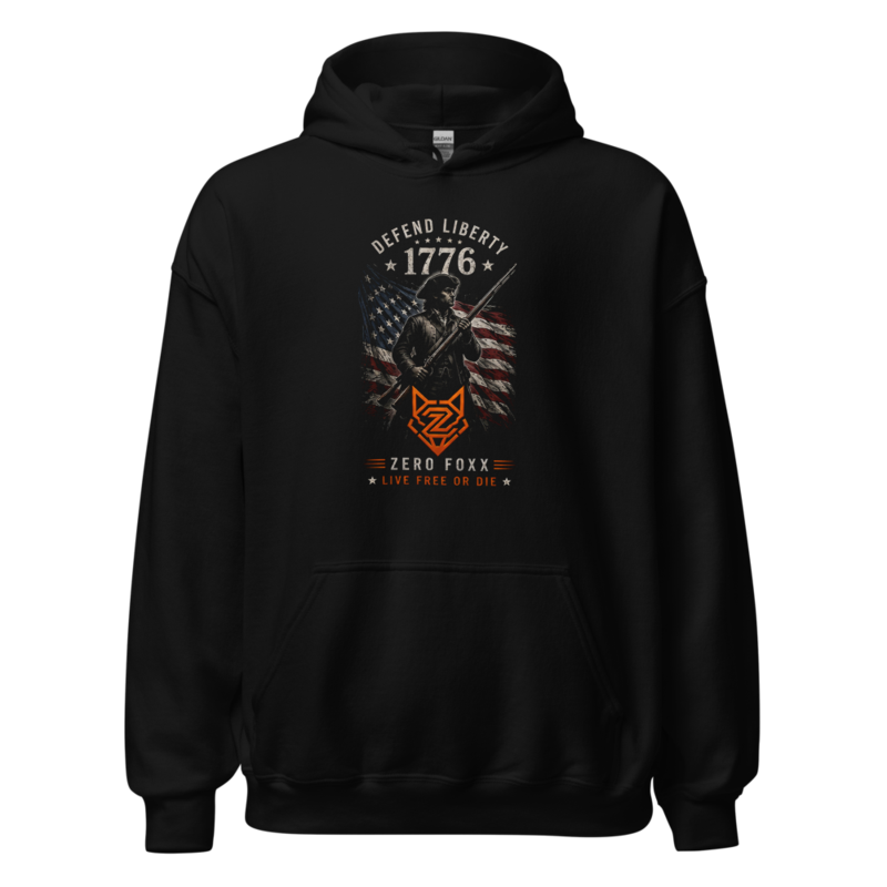 1776 — Defend Liberty | Double-Sided Hoodie — Black / S