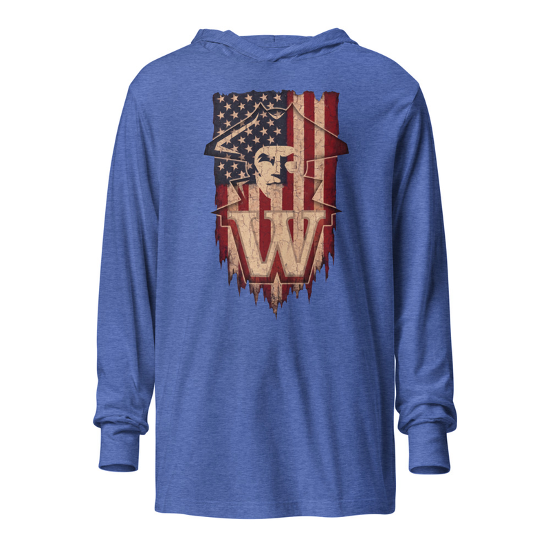 Americana Raider Hooded long-sleeve tee – XL, Heather True Royal