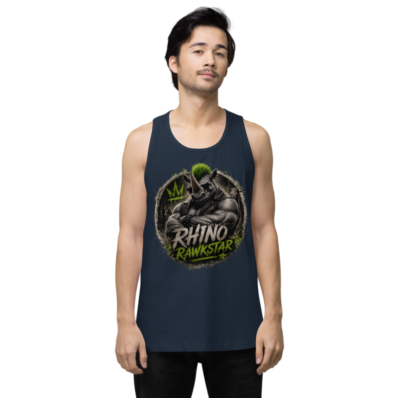 Rhino Rawkstar Emblem Tank Top — Navy / L