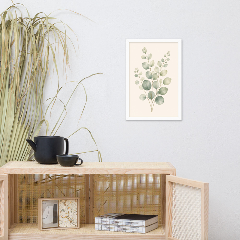 Eucalyptus Stem Framed Botanical Wall Art — Minimalist Watercolor — thumbnail 14