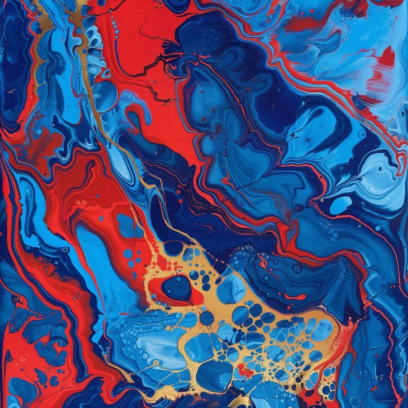 Red Blue & Gold Paint Drip Flip-Flops House or Outdoor Slippers