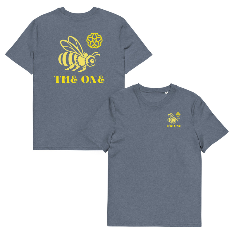 Bee The One Organic Cotton T-Shirt – S, Dark Heather Blue