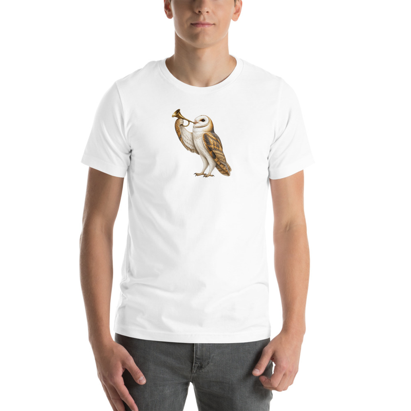 American Barn Owl Bird Horn Player Unisex T-Shirt