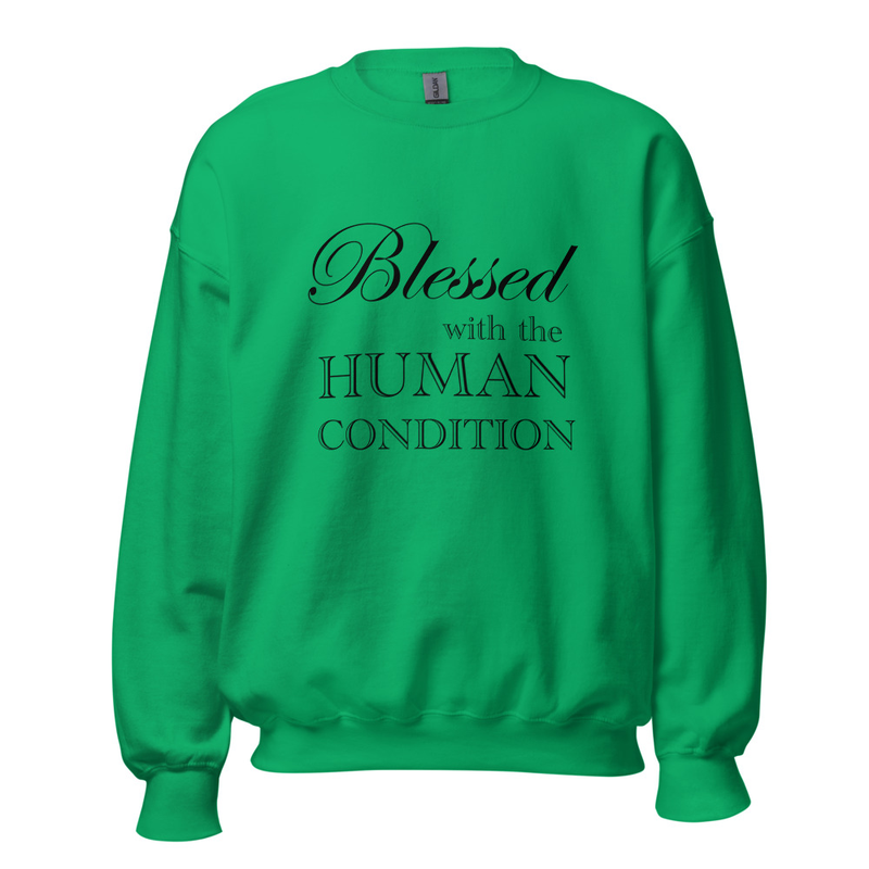 Blessed Unisex Sweatshirt Dark Letters – XL, Irish Green