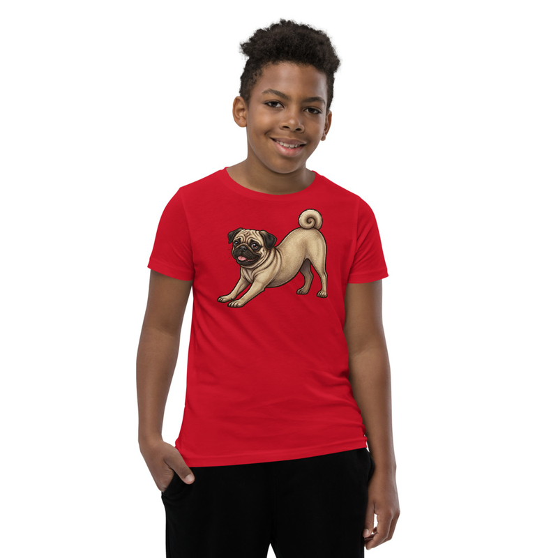 Downward Dog Pug Yoga Youth T-Shirt