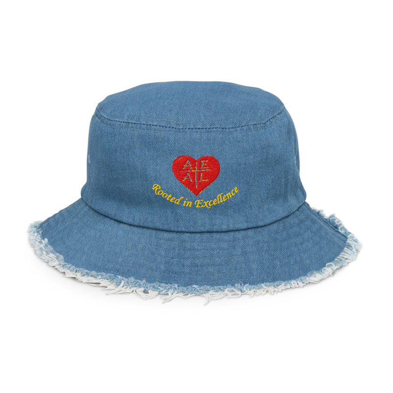 Distressed denim bucket hat – One size, Light Denim
