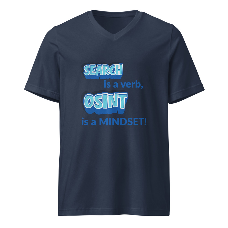 OSINT Mindset Unisex Short Sleeve V-Neck T-Shirt – XL, Navy
