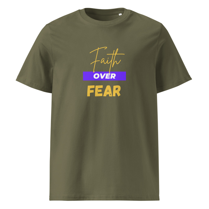 Faith Over Fear Unisex Organic Cotton T-Shirt – S, Khaki