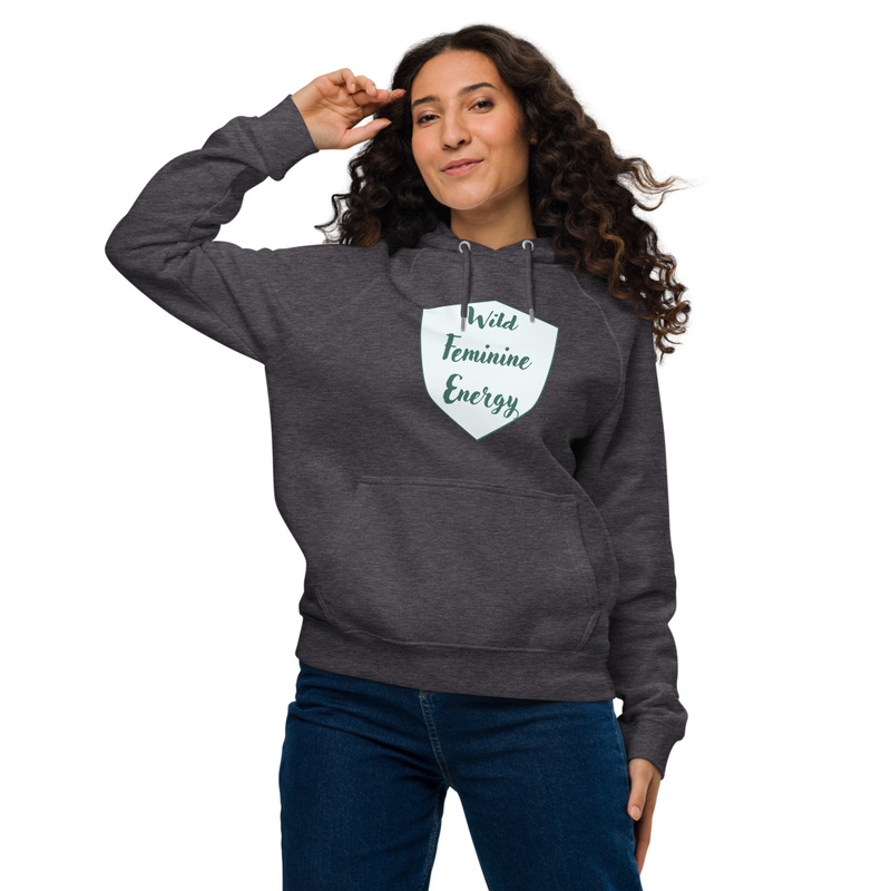 Wild Feminine Energy Unisex raglan hoodie – XL, Charcoal Melange