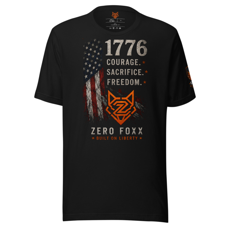 1776 — Courage. Sacrifice. Freedom. | Tee — Black / XS