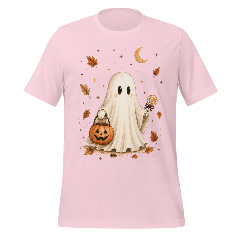 Cozy Ghost Fall Tee – L, Soft Pink