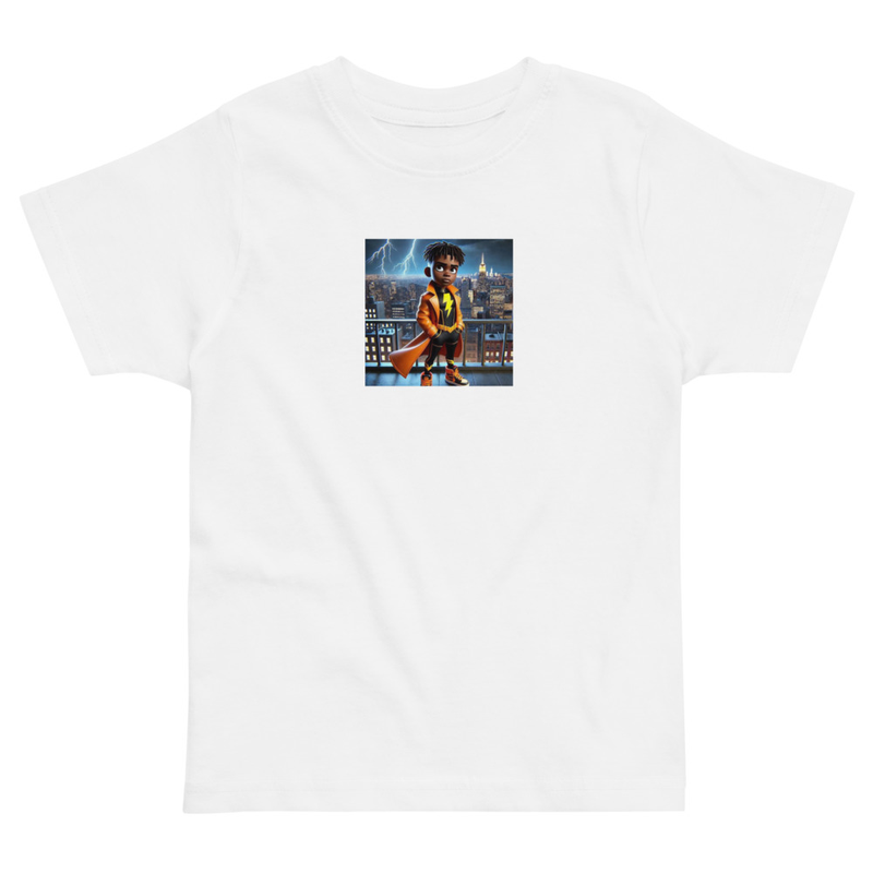Toddler Jay city background jersey t-shirt