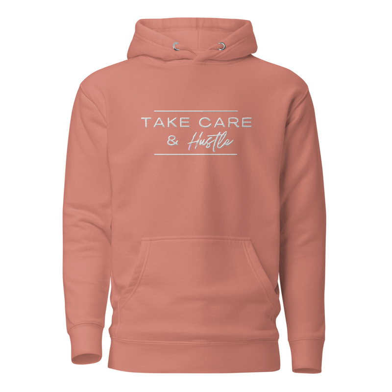 Take Care & Hustle Hoodie – S, Dusty Rose