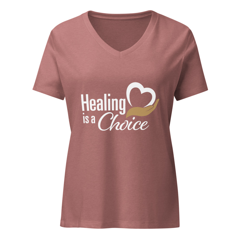 Healing is a Choice v-neck t-shirt – XL, Heather Mauve