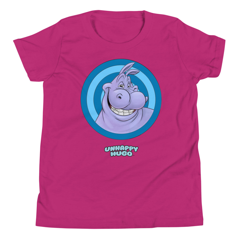 Unhappy Hugo Blue Circles T-Shirt for Kids – S, Berry