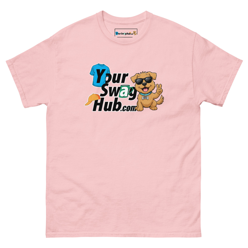 Your Swag Hub Stacked Classic Tee – S, Light Pink