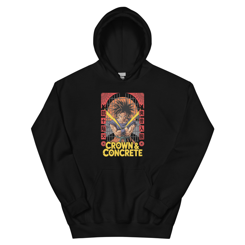 Crown & Concrete “Saiyan Surge” Neon-Pink Hoodie