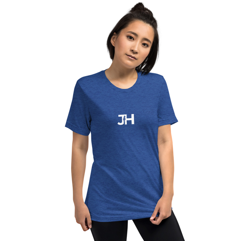 White JH Logo Adult Tri-Blend Short sleeve t-shirt – 2XL, True Royal Triblend