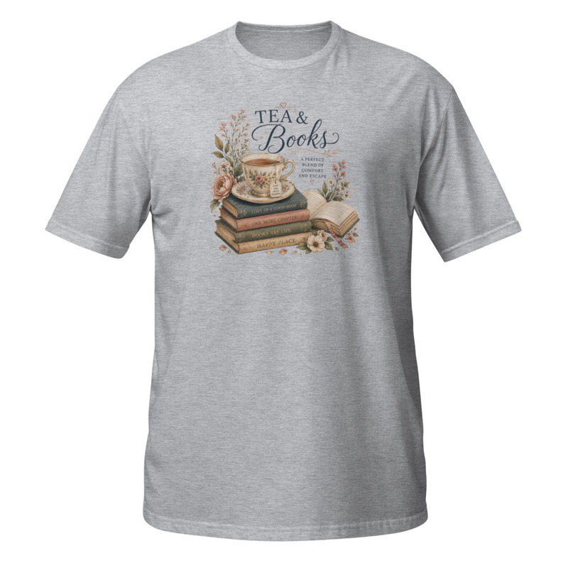 Tea & Books Short-Sleeve Unisex T-Shirt – S, Sport Grey